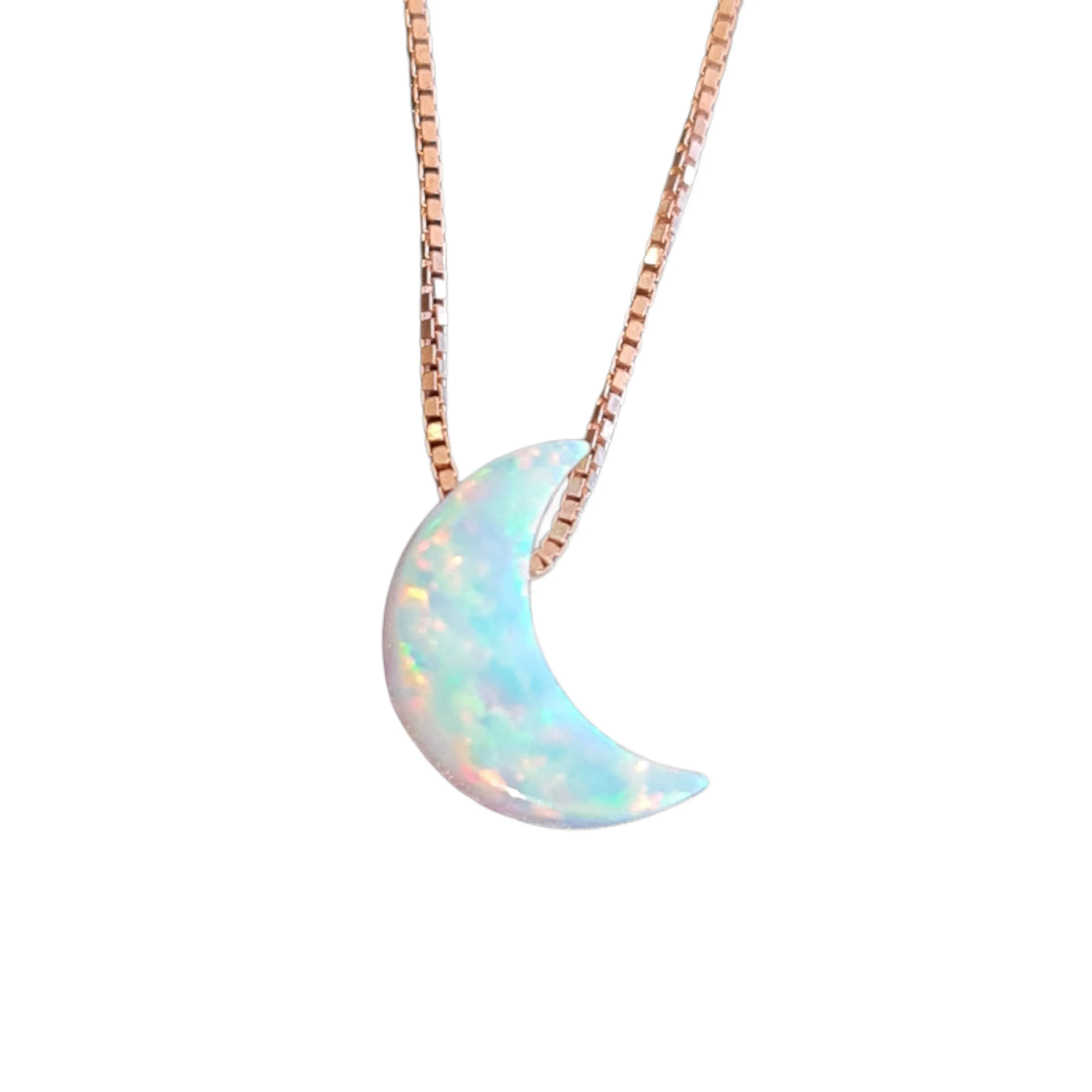 Opal Cresant Moon Necklace