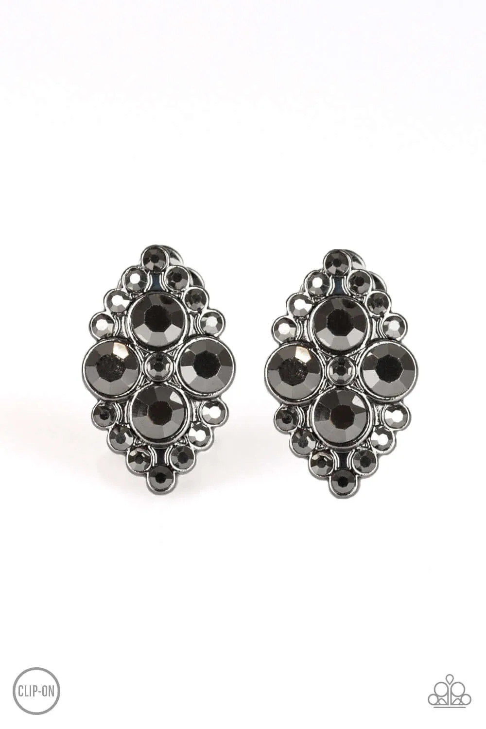 Paparazzi Accessories  - City Gardens #E210 Bin - Black Earring Clip-On