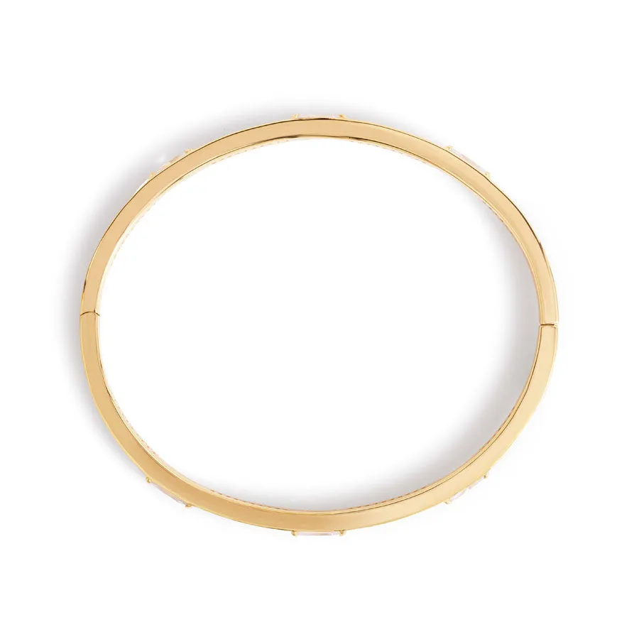 Pave Baguette 14K Gold Vermeil Bangle