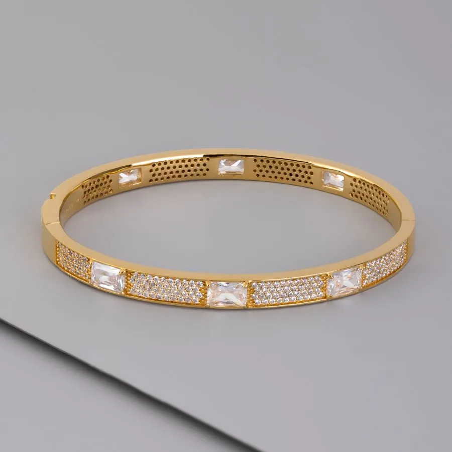 Pave Baguette 14K Gold Vermeil Bangle