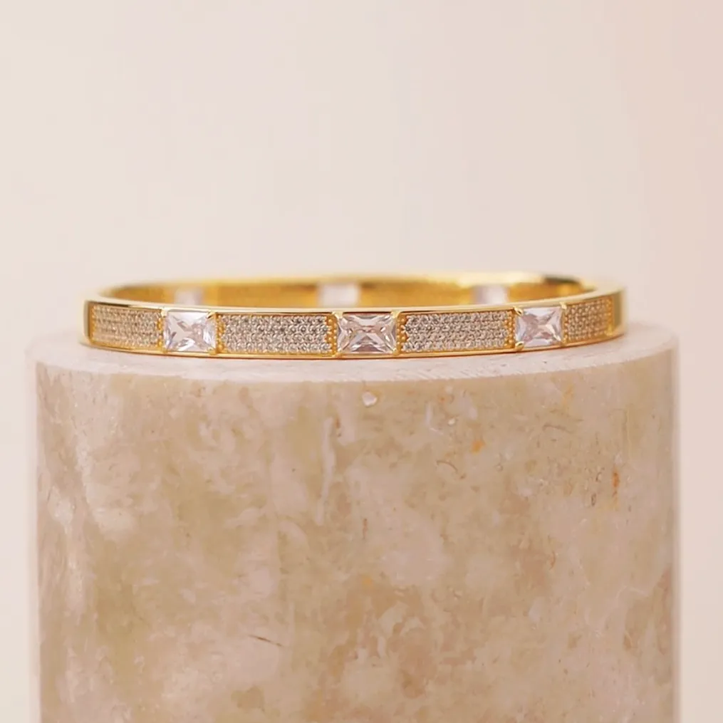 Pave Baguette 14K Gold Vermeil Bangle