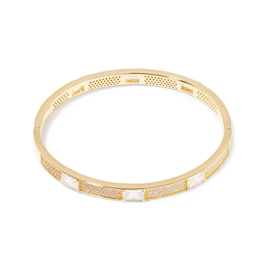 Pave Baguette 14K Gold Vermeil Bangle