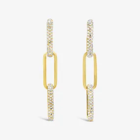 Pave Set Oval Link Drop Earrings