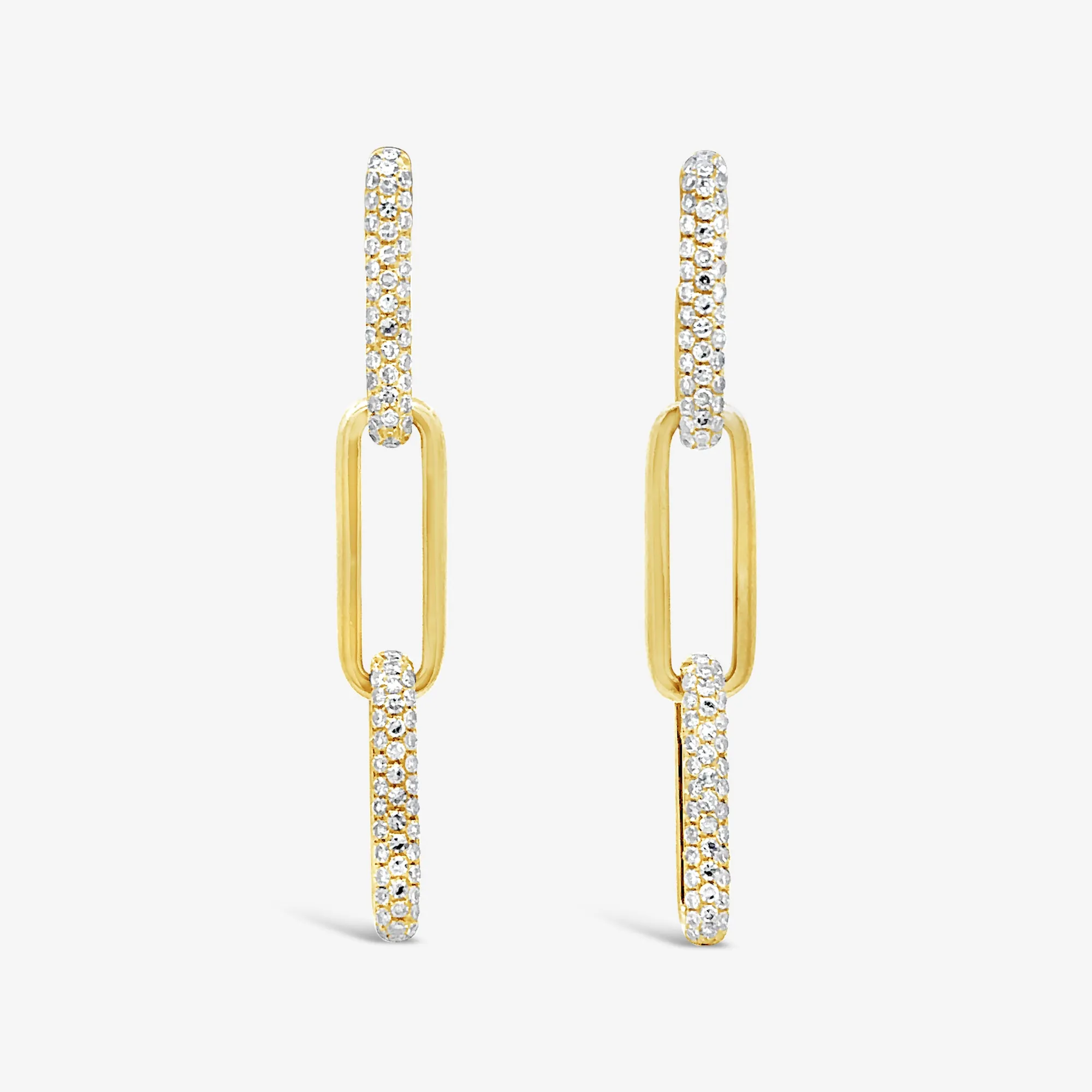 Pave Set Oval Link Drop Earrings