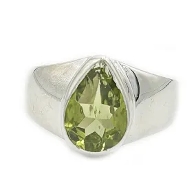 Peridot Teardrop Gemstone Boho Ring