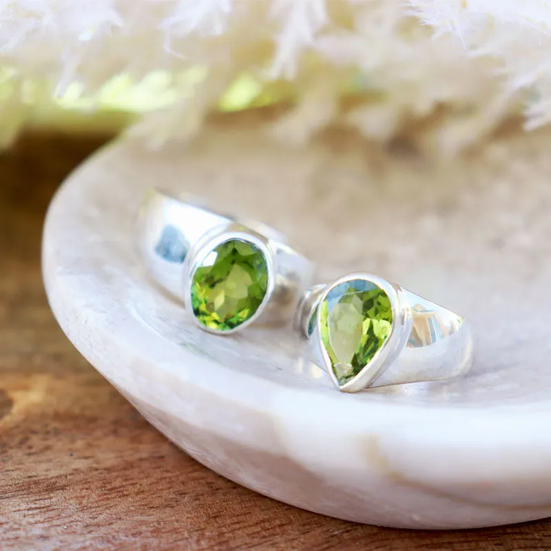 Peridot Teardrop Gemstone Boho Ring