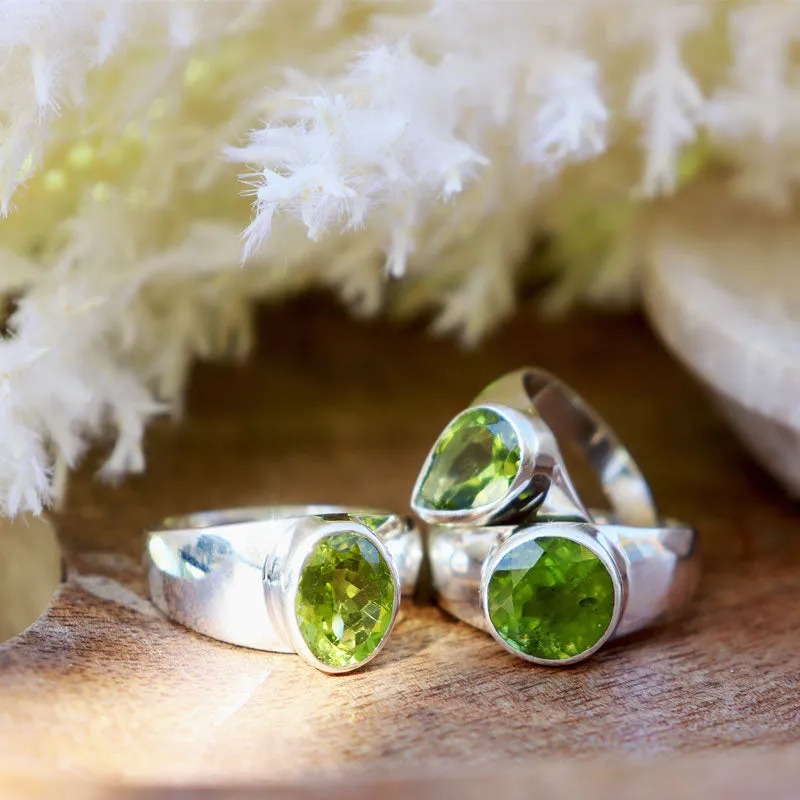 Peridot Teardrop Gemstone Boho Ring