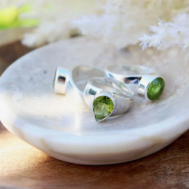 Peridot Teardrop Gemstone Boho Ring