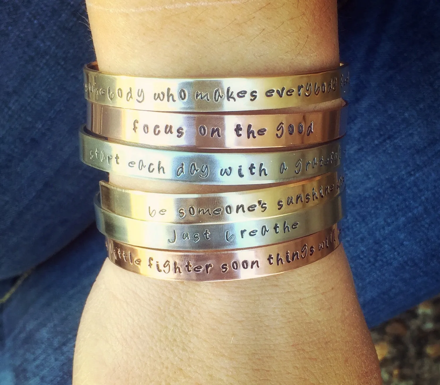 Personalized Cuffs, Positve Quote Cuffs, Mothers Day Bracelet, Hand Stamped Cuffs, Stacking Cuff Bracelets, Inspirational Cuff Bracelets