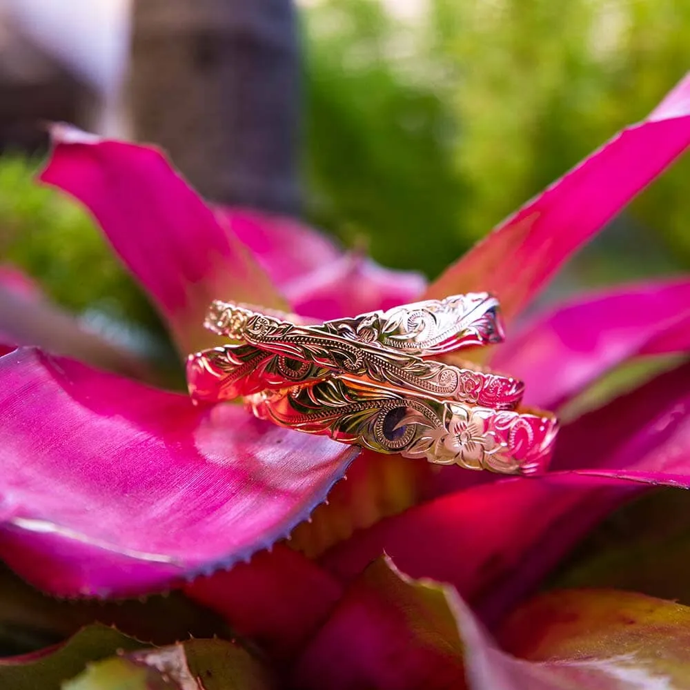 Plumeria Engraved Bangle