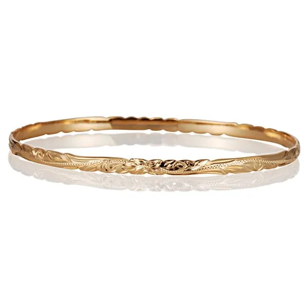 Plumeria Engraved Bangle