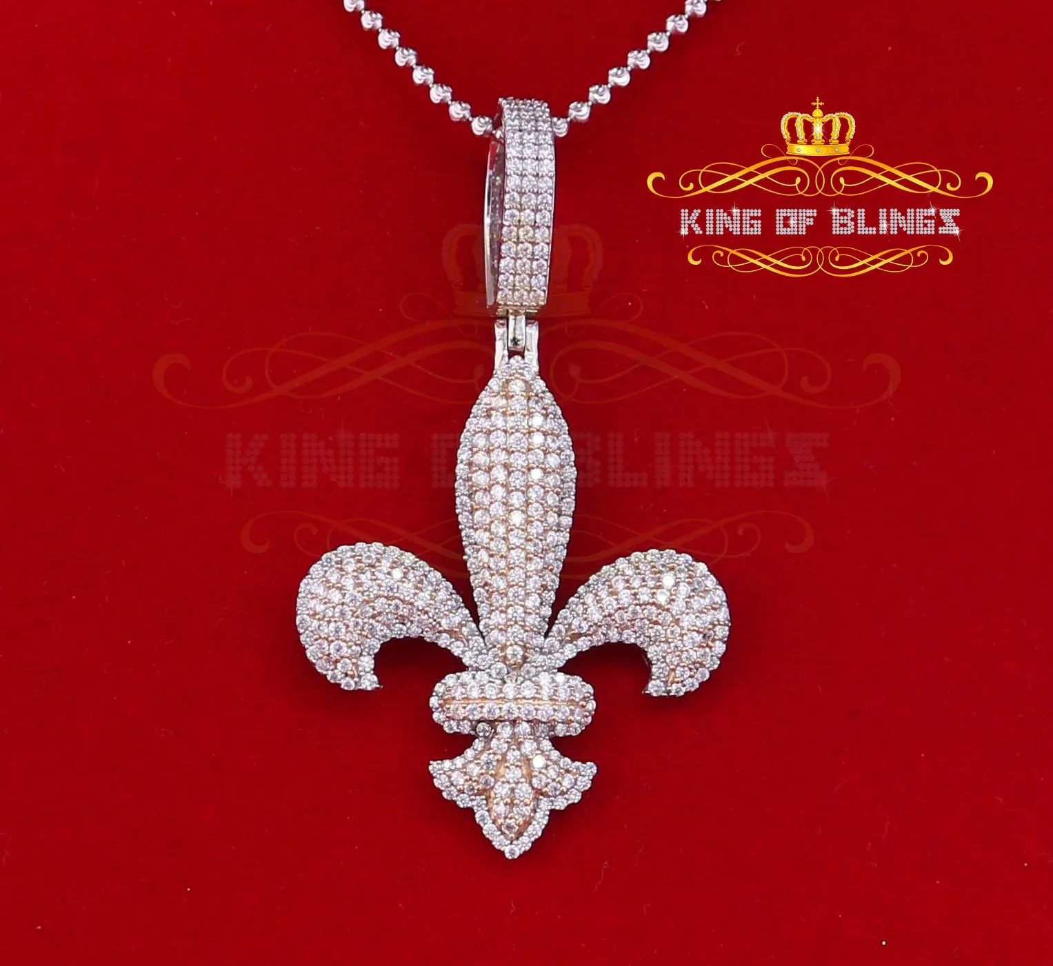 Promising Sterling Silver Fleur de Lis White Shape Pendant 5.87ct Cubic Zirconia