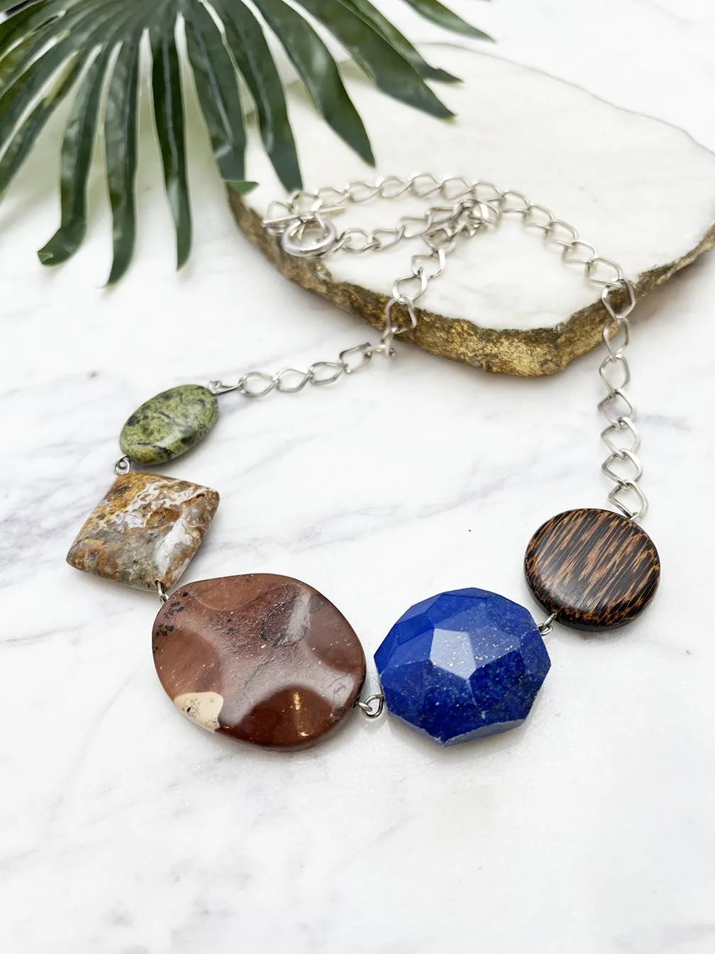 quintet necklace - jasper and lapis lazulli