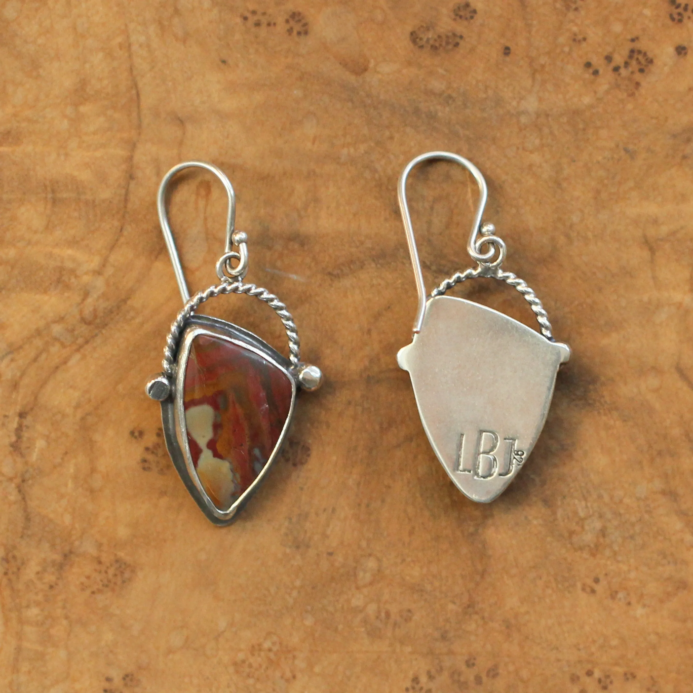 Ready to Ship - Red Creek Jasper Basket Earrings - .925 Sterling Silver Ring - Silversmith - Jasper Drop Earrings