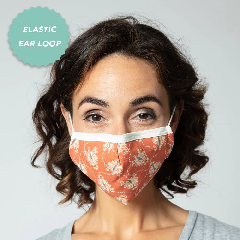 Reusable 100% Cotton Face Mask in Orange - Pack of 2