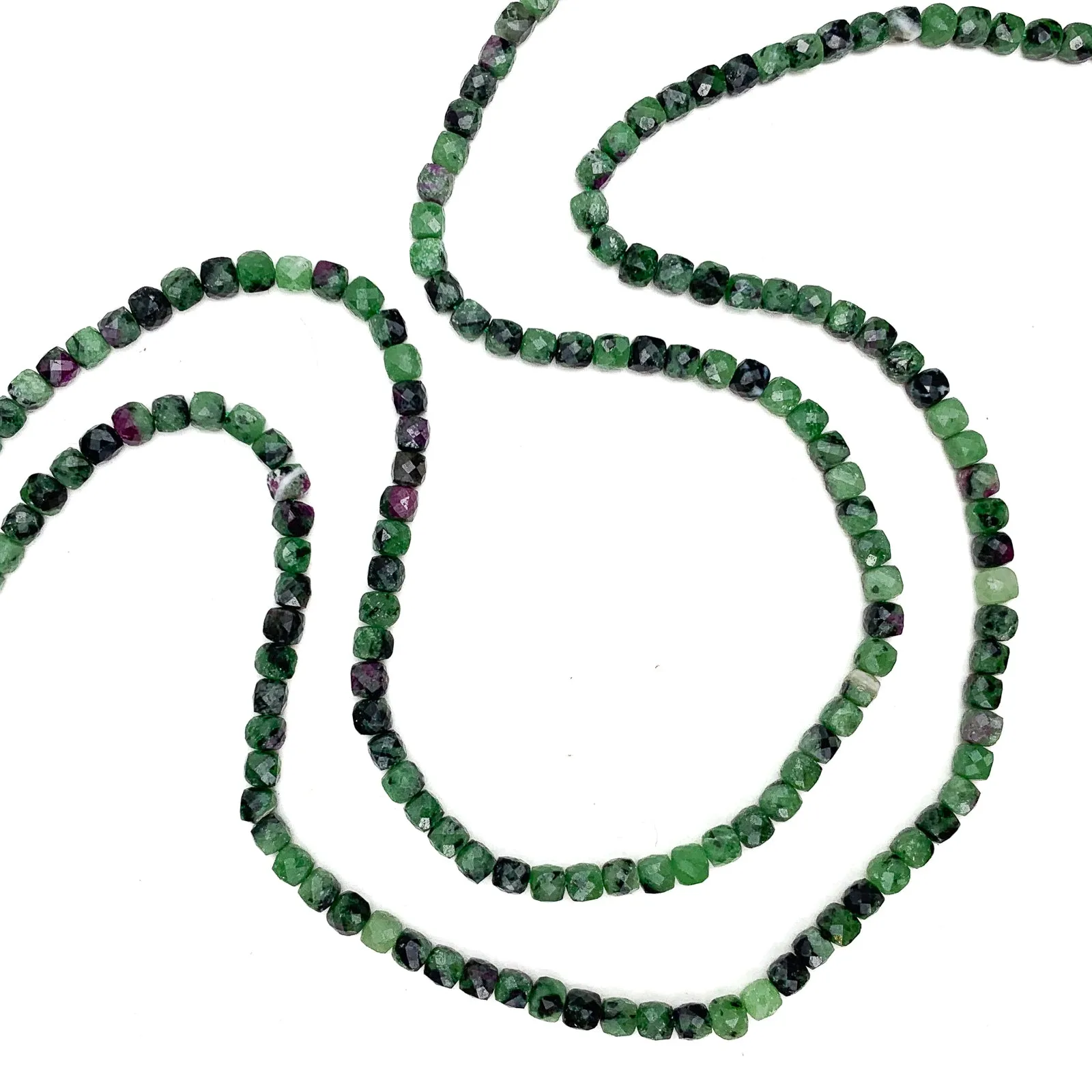 Ruby Zoisite 4mm Faceted Cubes Bead Strand