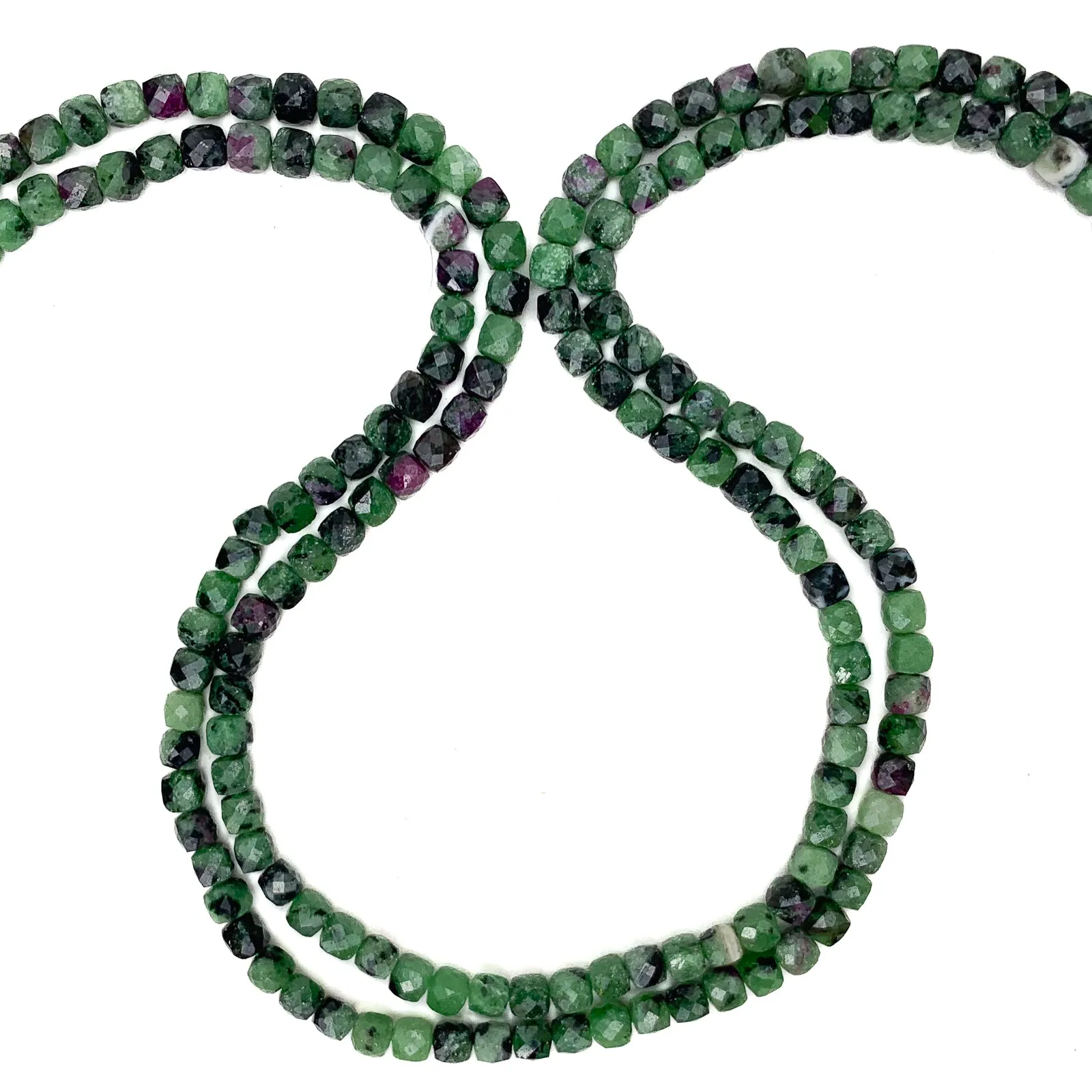 Ruby Zoisite 4mm Faceted Cubes Bead Strand