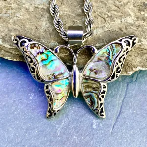 Sea Shell - Butterfly Pendant - Rope Necklace - SK2516