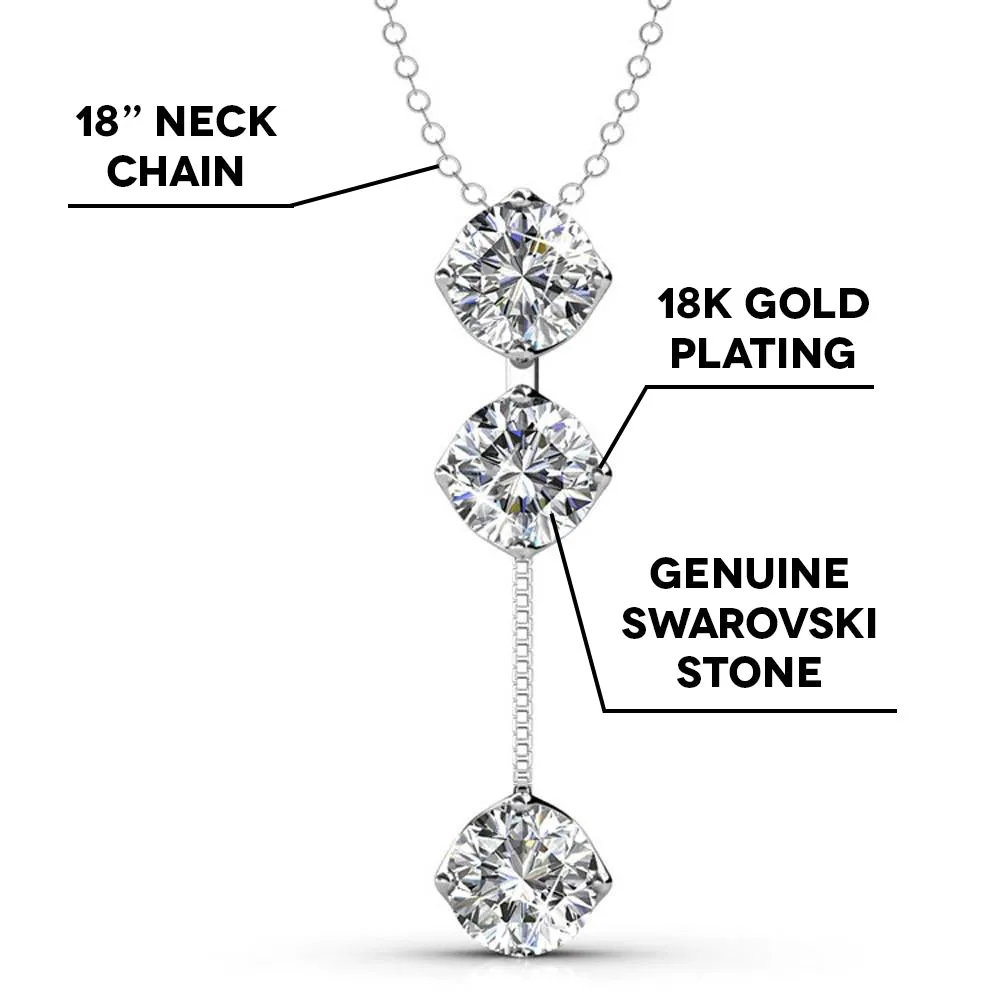 Sloane “Hero” 18k White Gold Plated Swarovski Drop Necklace