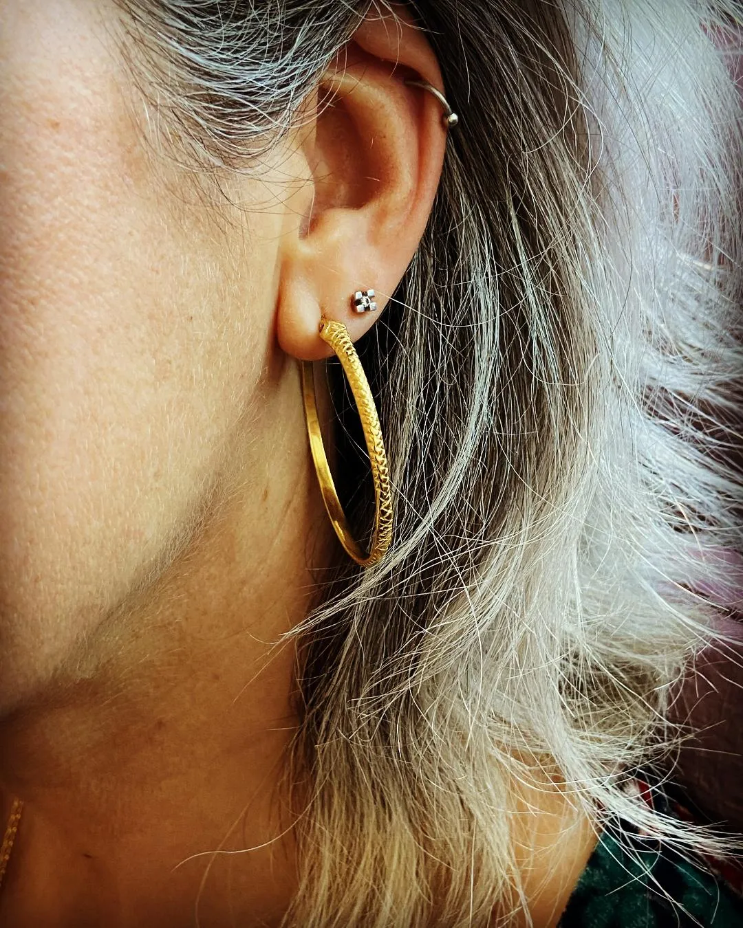 Snake Hoop Earrings with Ruby Gemstone Eyes