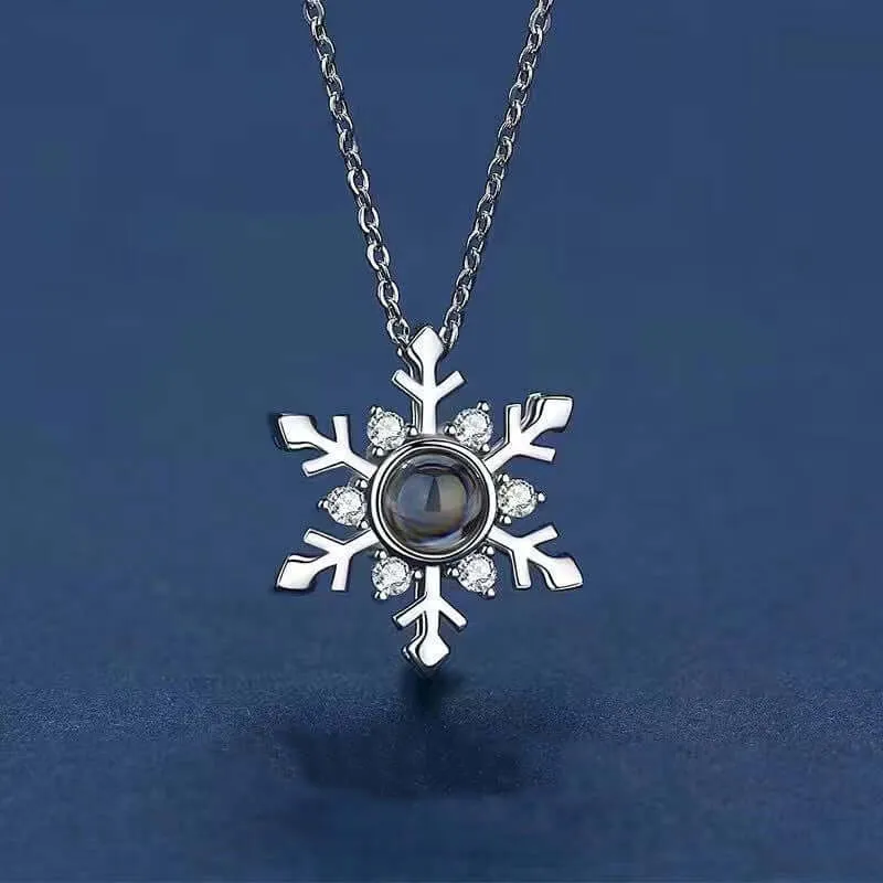 Snowflake Fashion Collarbone Chain Necklace With Picture Inside