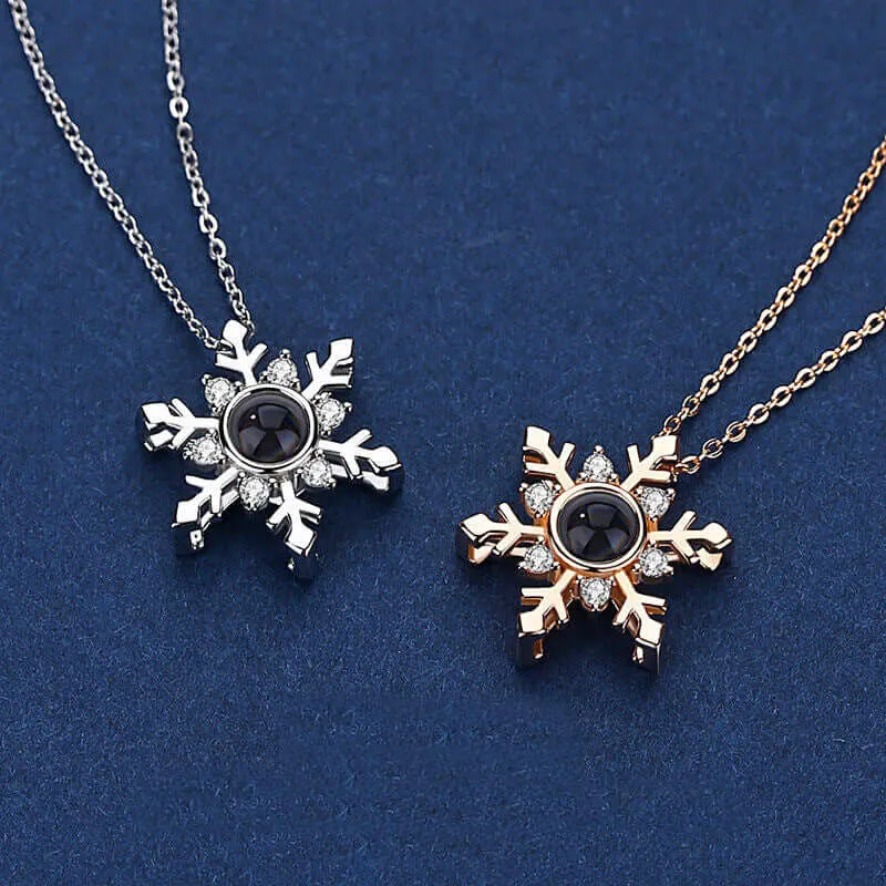 Snowflake Fashion Collarbone Chain Necklace With Picture Inside