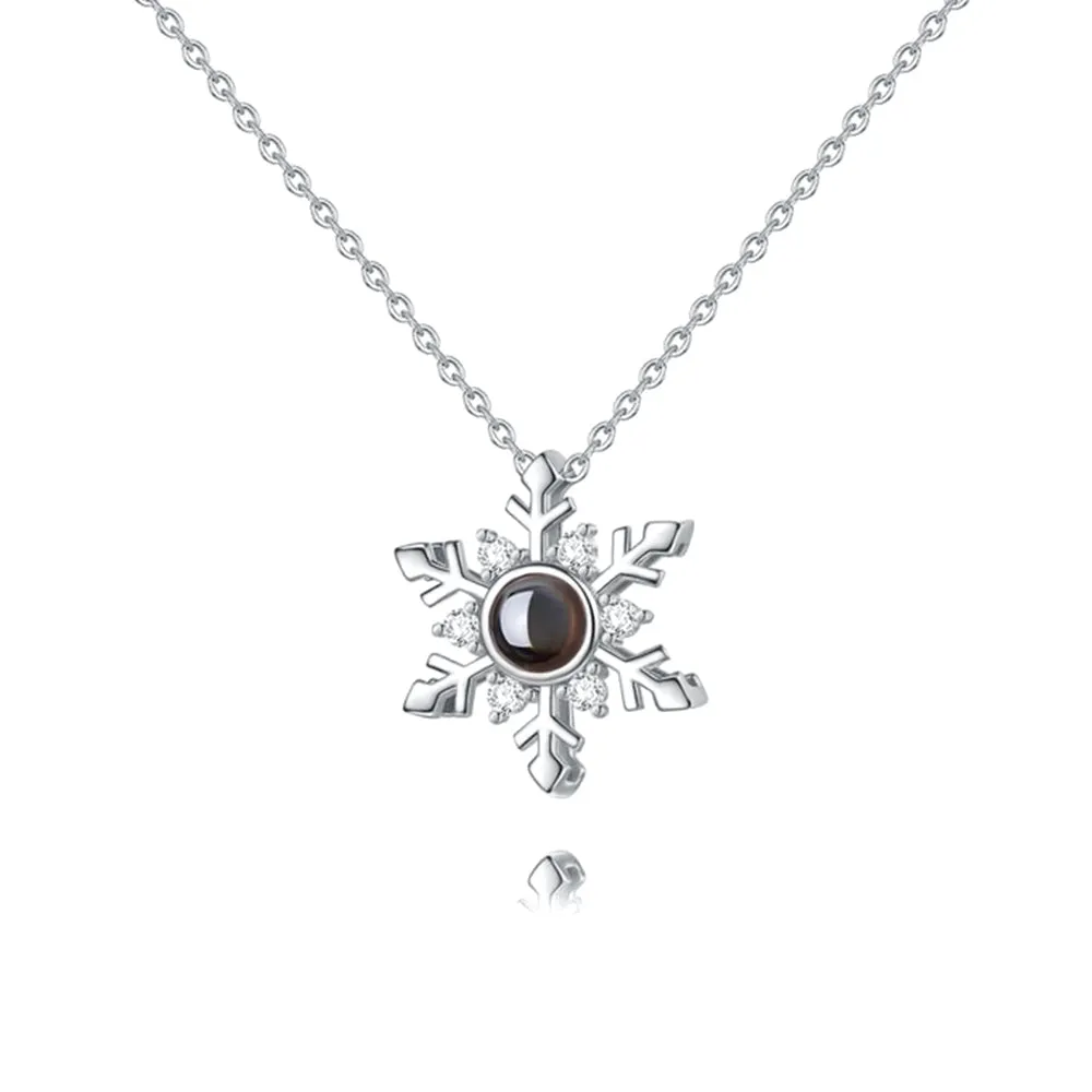 Snowflake Fashion Collarbone Chain Necklace With Picture Inside