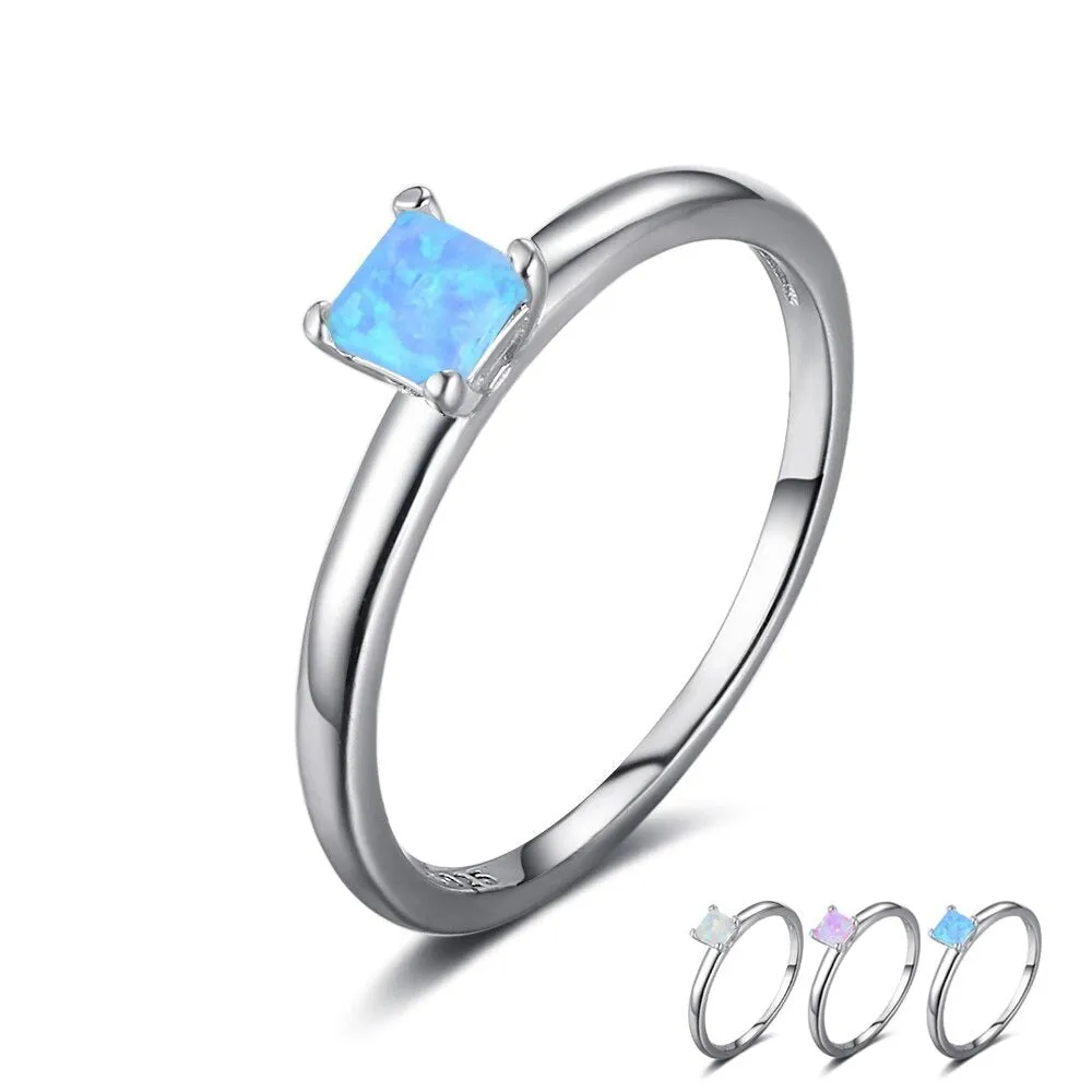 Square Shape Opal Rings For Women