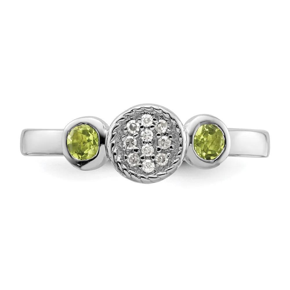 Stackable Expressions Double Round Peridot & Diamond Ring in Sterling Silver