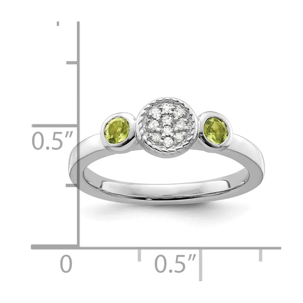 Stackable Expressions Double Round Peridot & Diamond Ring in Sterling Silver