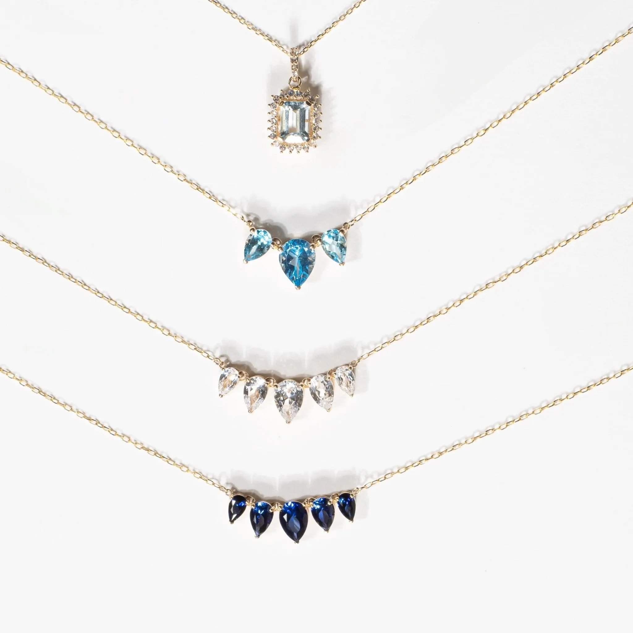 Teardrop Shaped Blue Sapphire Necklace