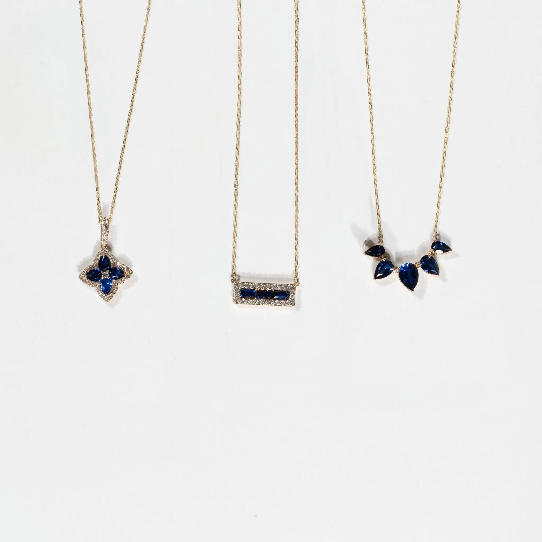 Teardrop Shaped Blue Sapphire Necklace