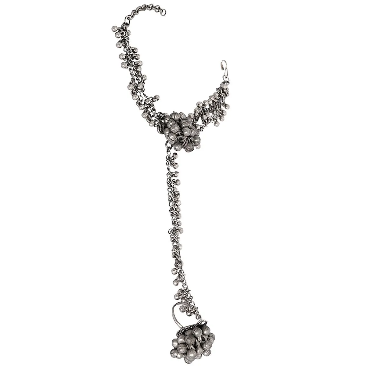 Teejh Bhavini Silver Oxidised Ghungroo Haath Phool