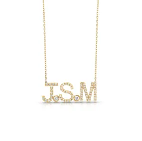 The ADEL Diamond Initials   Bezels Necklace