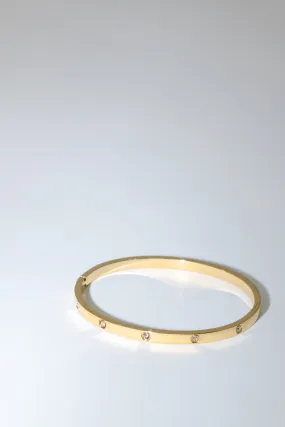 Thin Gold Toned and Crystal Bangle