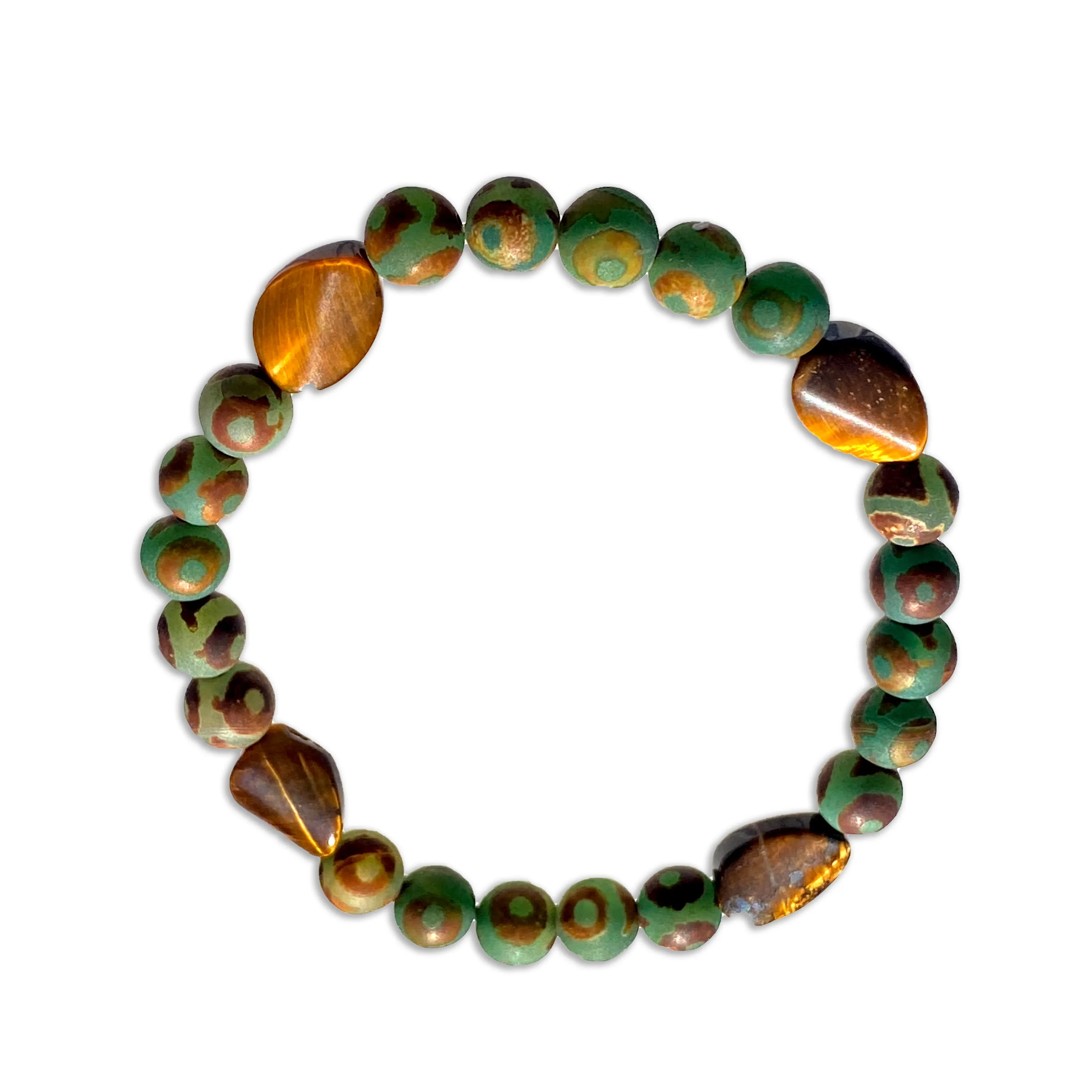 Tibetan agate and Tiger’s Eye  gemstone Bracelet