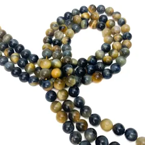 Tiger's Eye Blue / Golden  8mm Smooth Rounds Bead Strand