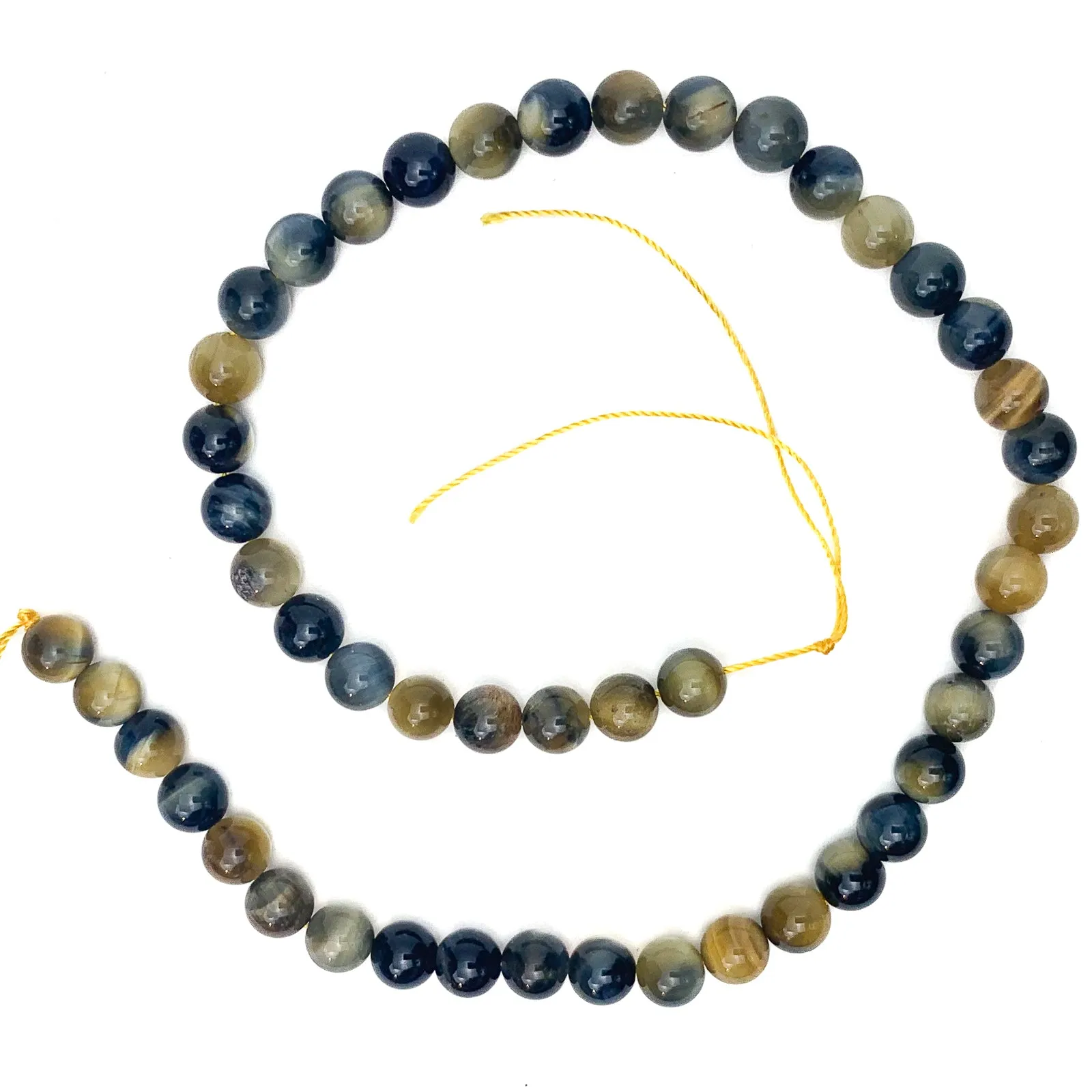 Tiger's Eye Blue / Golden  8mm Smooth Rounds Bead Strand