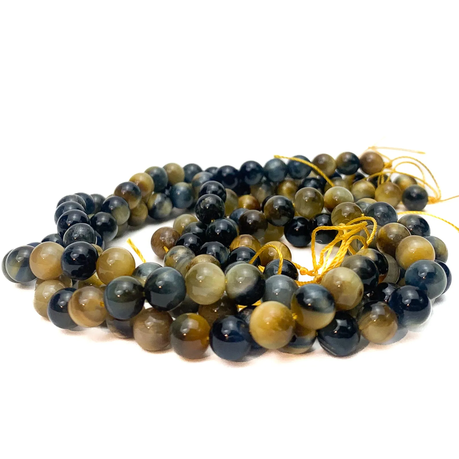 Tiger's Eye Blue / Golden  8mm Smooth Rounds Bead Strand