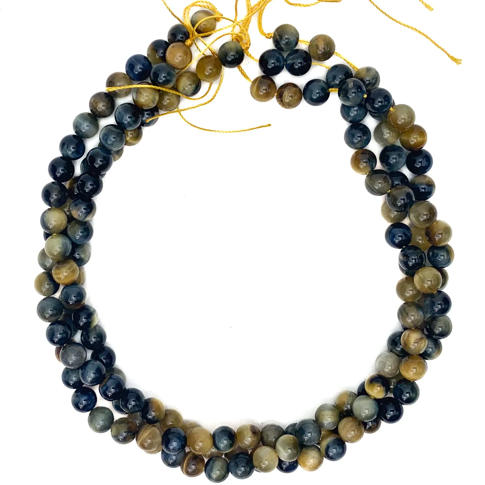 Tiger's Eye Blue / Golden  8mm Smooth Rounds Bead Strand