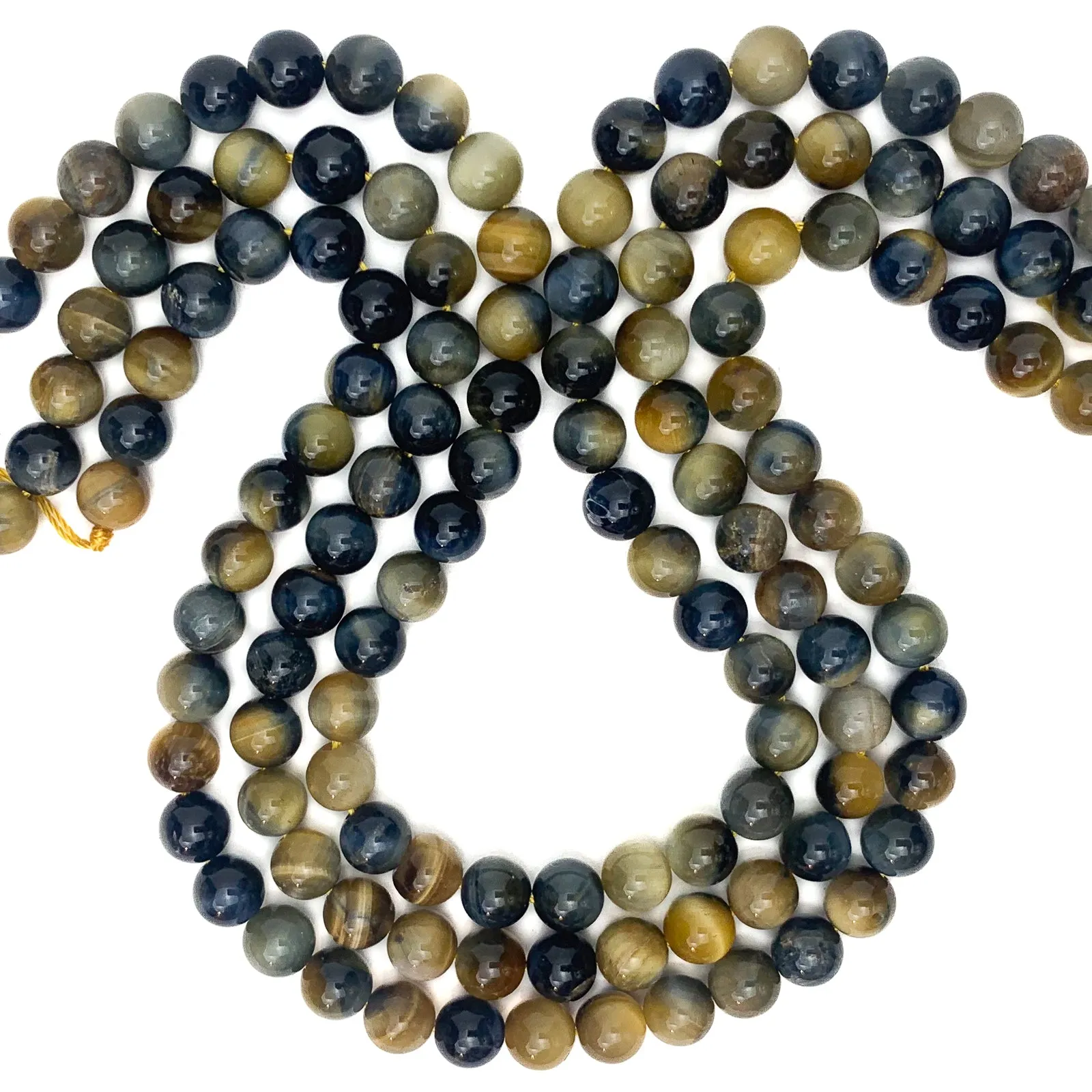 Tiger's Eye Blue / Golden  8mm Smooth Rounds Bead Strand