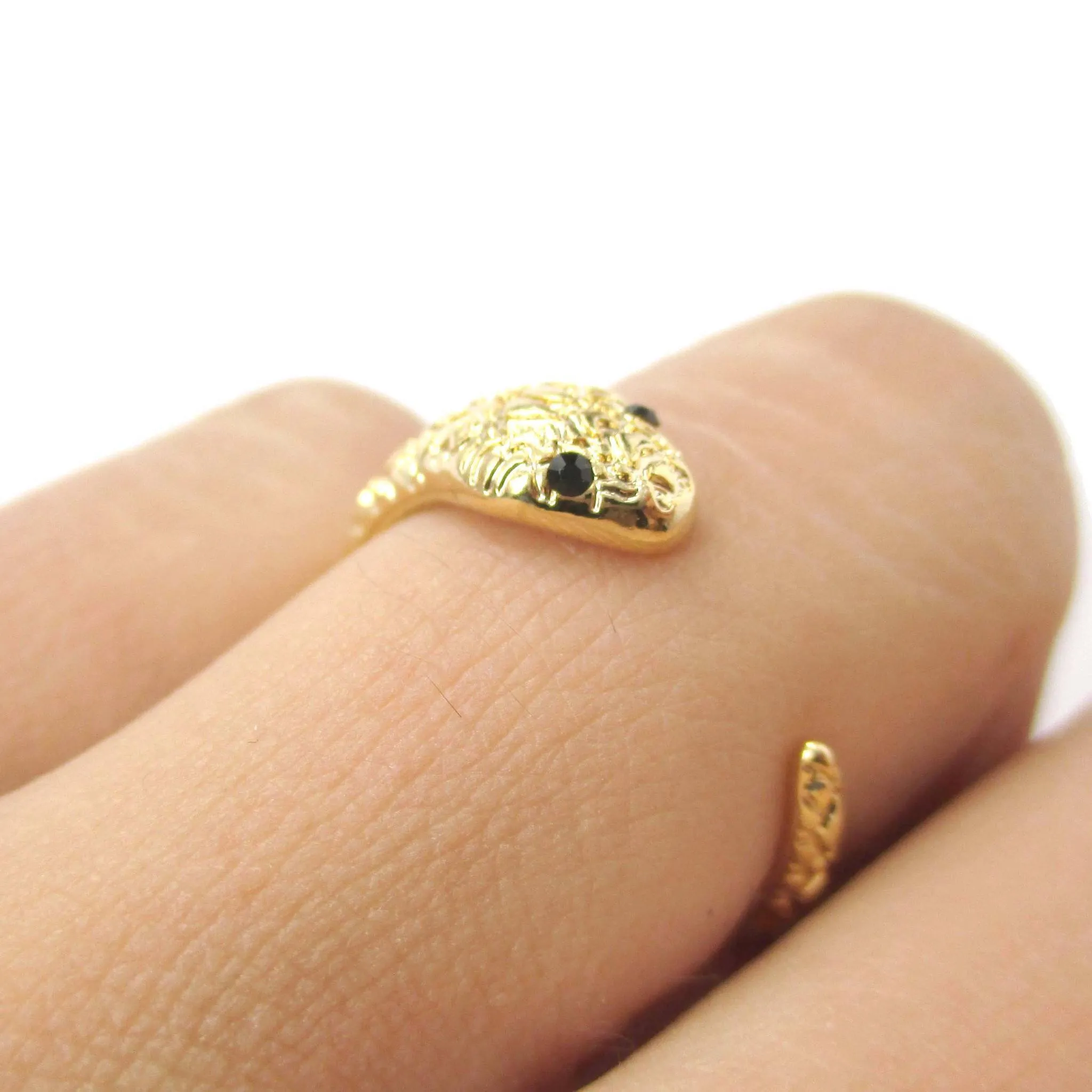 Tiny Baby Snake Hugging Your Finger Shaped Animal Ring in Gold | DOTOLY