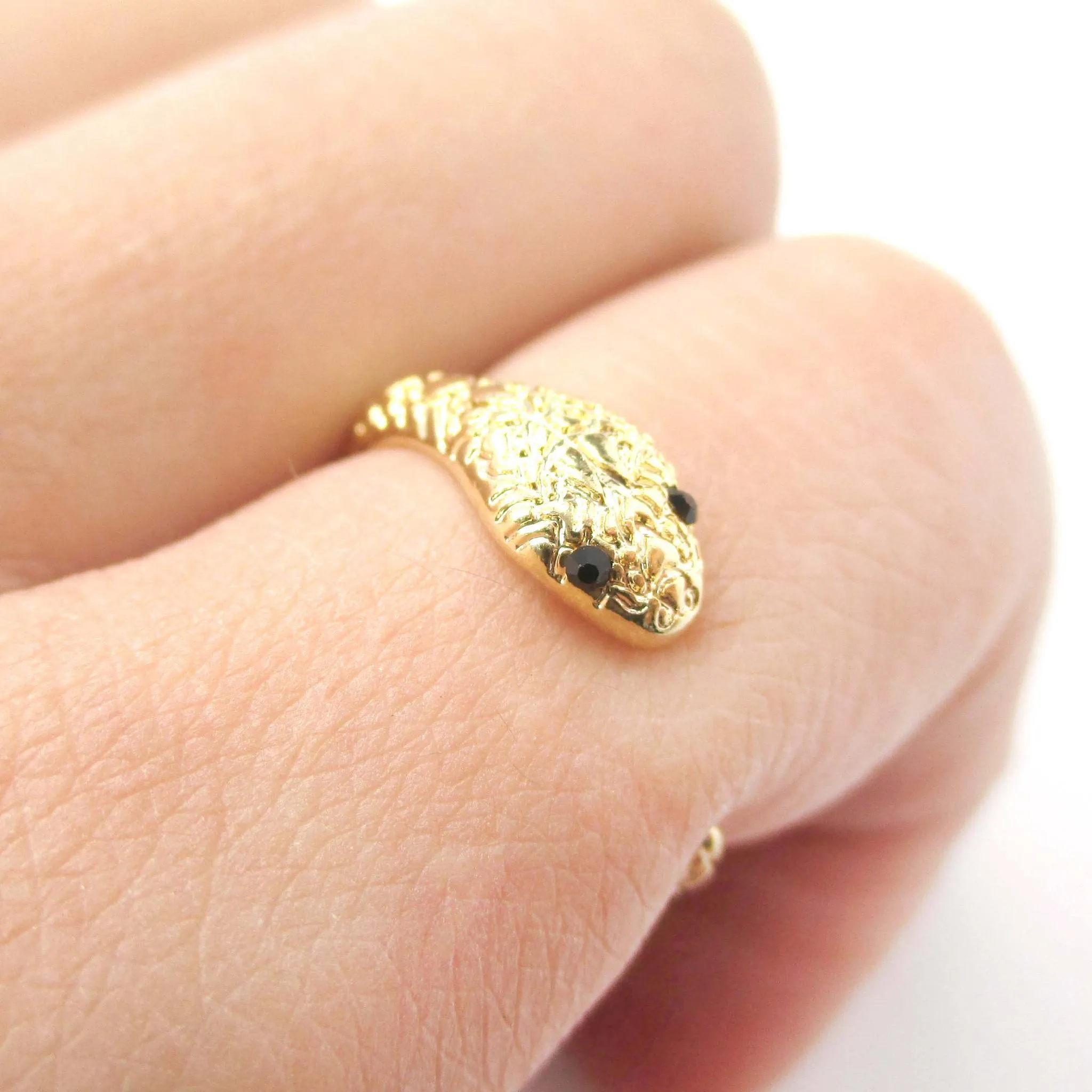 Tiny Baby Snake Hugging Your Finger Shaped Animal Ring in Gold | DOTOLY