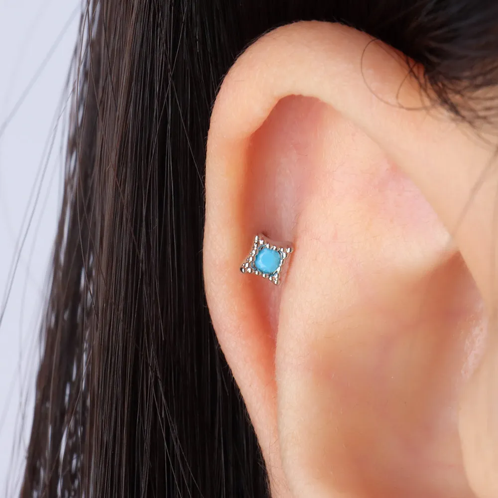 Turquoise Rhombus-shaped Stud