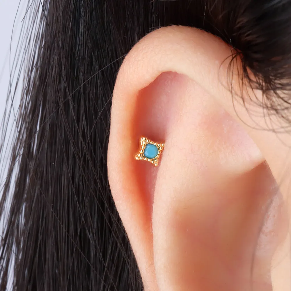 Turquoise Rhombus-shaped Stud