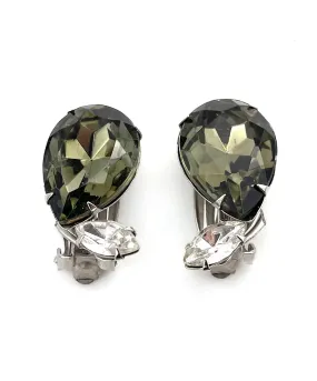 【USA輸入】ヴィンテージ グレー クリア ビジュー イヤリング/Vintage Gray Clear Bijou Clip On Earrings