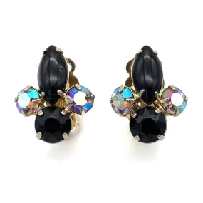 【USA輸入】ヴィンテージ ブラック オーロラ ビジュー イヤリング/Vintage Black Aurora Bijou Clip On Earrings