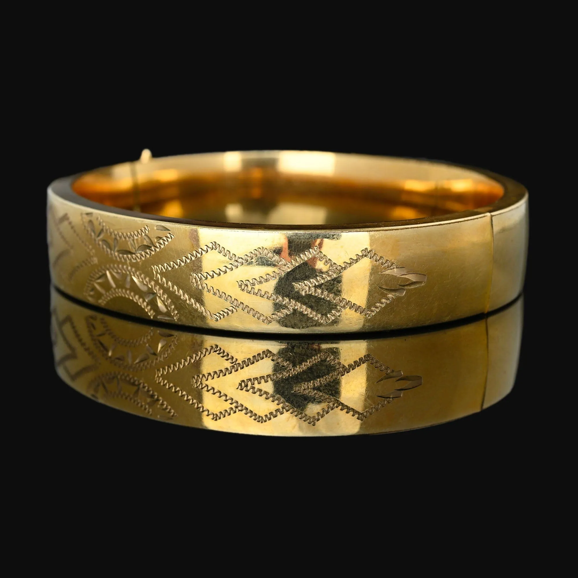 Vintage Art Deco Engraved Gold Filled Bangle Bracelet