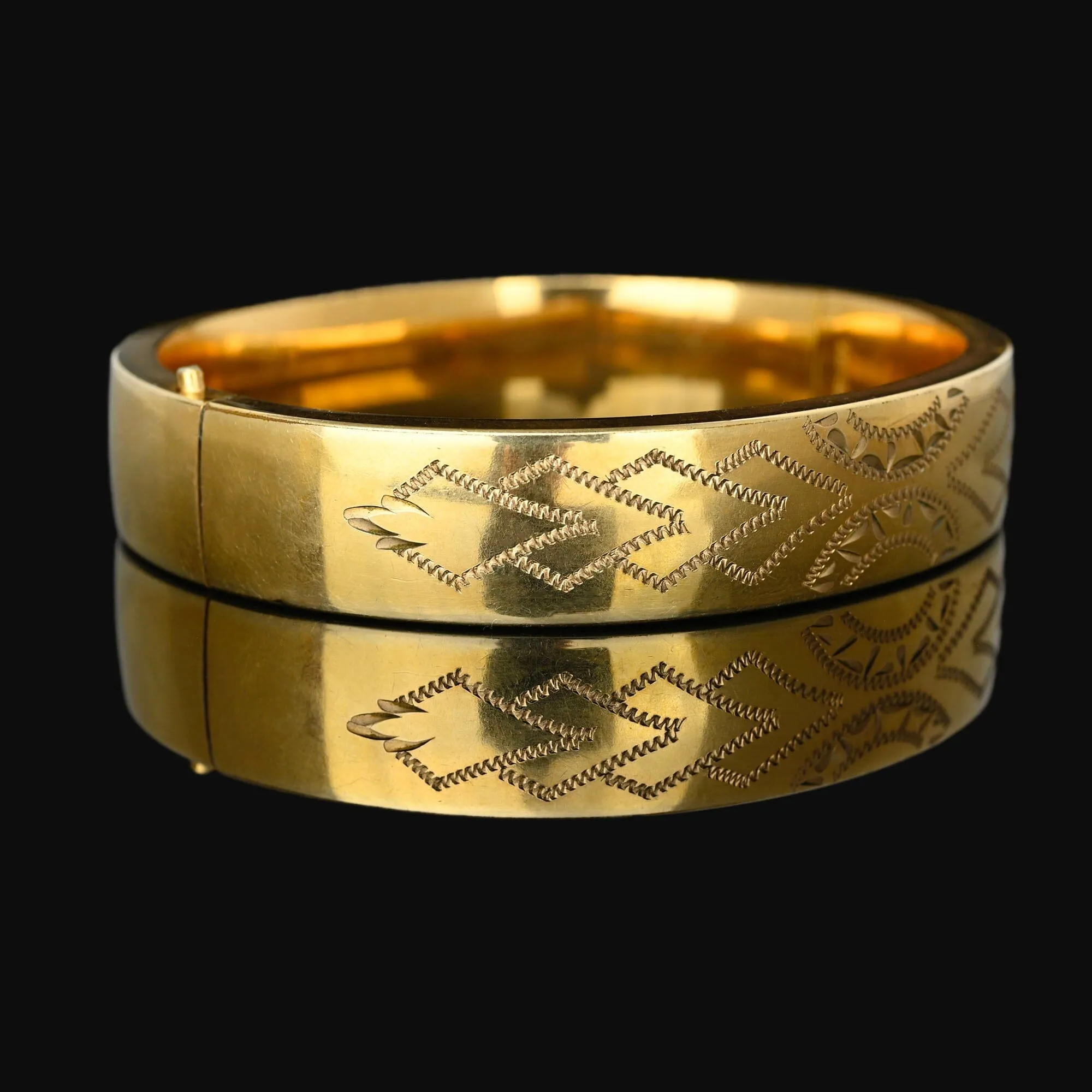 Vintage Art Deco Engraved Gold Filled Bangle Bracelet