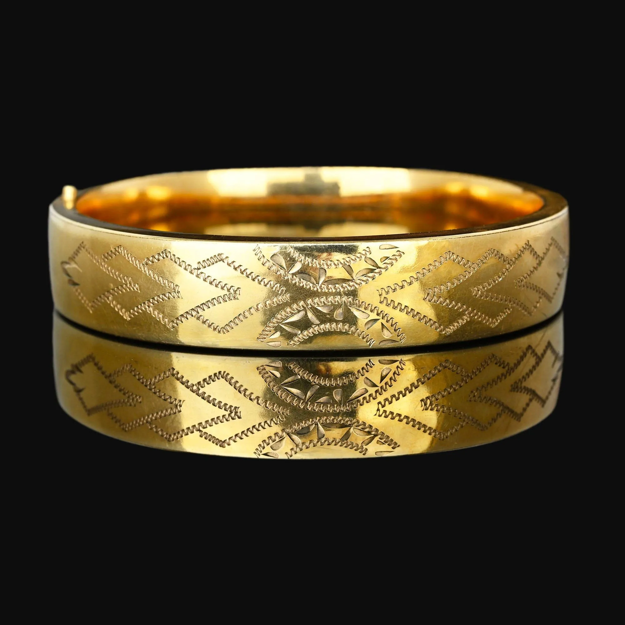 Vintage Art Deco Engraved Gold Filled Bangle Bracelet